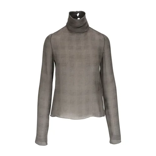 Silk Check Pattern Turtleneck - Saint Laurent - Modalova