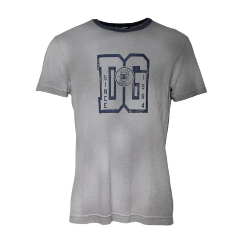 Gray Logo Print Crew Neck Tee - Dolce & Gabbana - Modalova