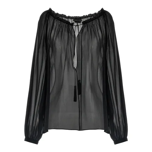 Long Sleeve Silk Blouse with Drawstrings - Tom Ford - Modalova