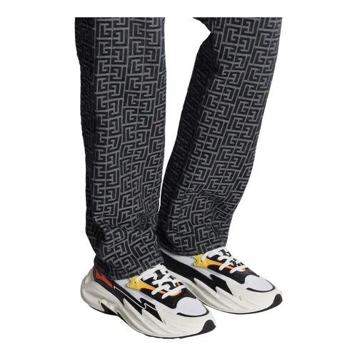 Scarpe da corsa e canottaggio in pelle e nylon - Balmain - Modalova