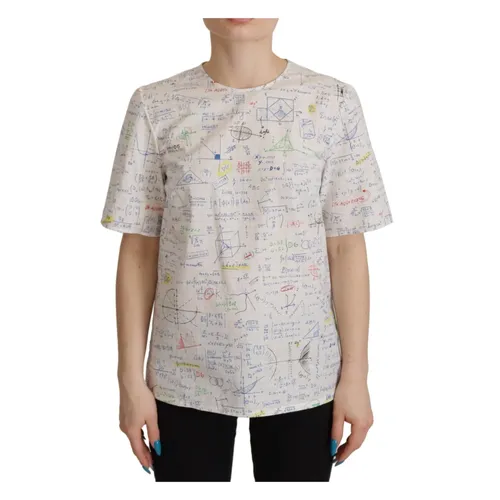 White Cotton Algebra Print Top - Dolce & Gabbana - Modalova