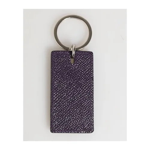Leather Logo Metal Ring Keychain Keyring - Dolce & Gabbana - Modalova