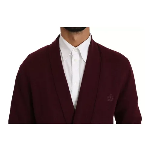 Luxury Cashmere Cardigan Sweater Maroon - Dolce & Gabbana - Modalova