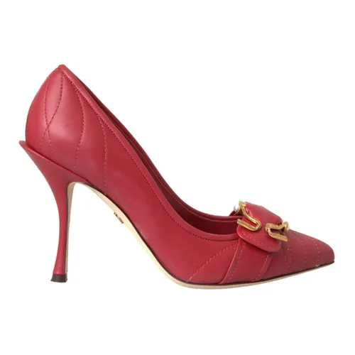 Red Devotion Leather Heels Pumps Shoes - Dolce & Gabbana - Modalova