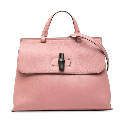 Pre-owned Structured Leather Handbag - Gucci Vintage - Modalova