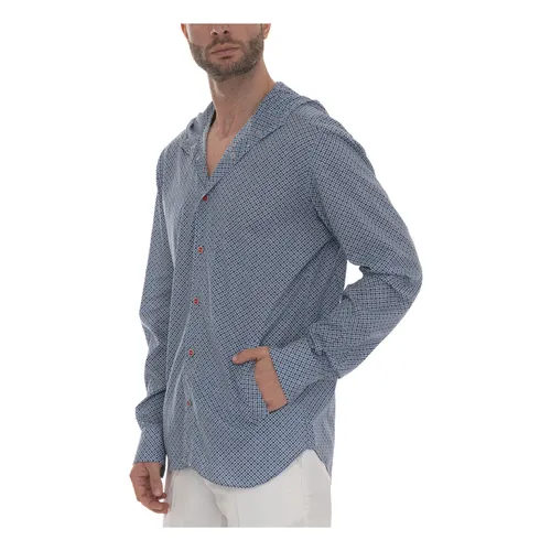 Patterned Hooded Shirt with Logo Buttons - Kiton - Modalova