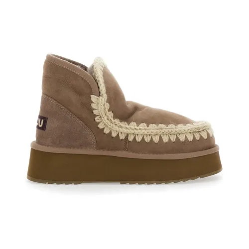 Grey Eskimo Ankle Boots with Logo Patch - Mou - Modalova
