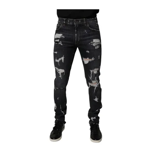Tattered Skinny Denim Jeans - Dolce & Gabbana - Modalova