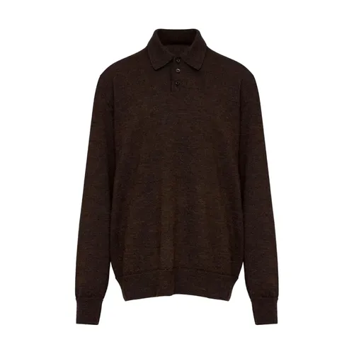 Coffee Brown Wool Polo Shirt - Maison Margiela - Modalova