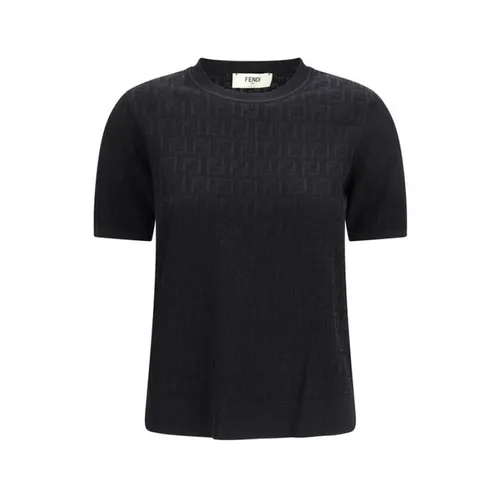 Viscose Crew Neck T-Shirt - Fendi - Modalova