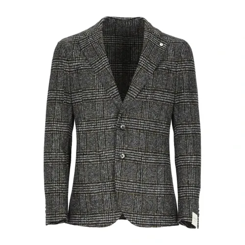Gray checkered jersey knit blazer - L.b.m. 1911 - Modalova