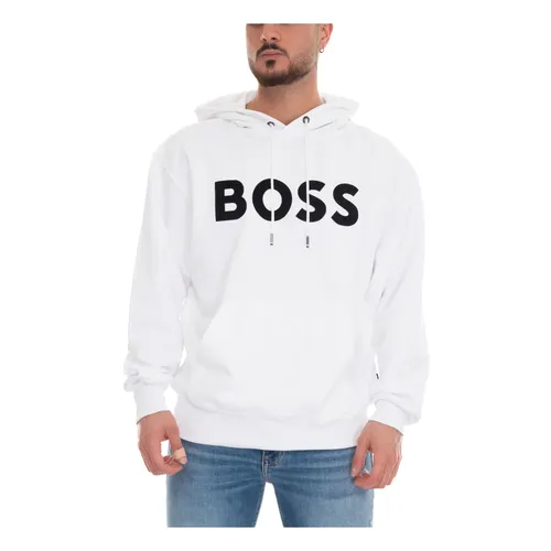 Plain Hooded Sweatshirt with Logo - Hugo - Modalova