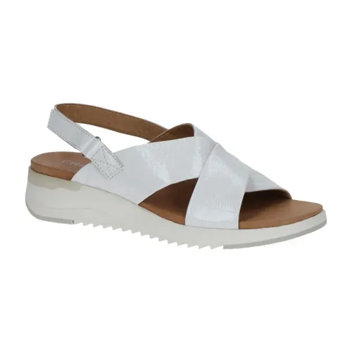 White Leather Flat Sandals - Caprice - Modalova