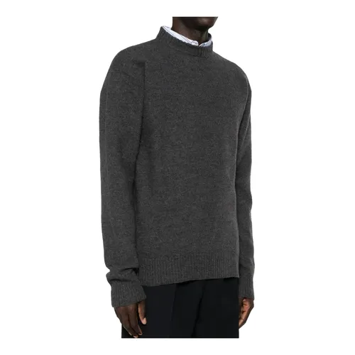 Gray Crew Neck Wool Sweater - Jil Sander - Modalova