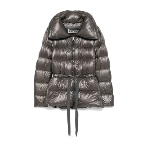 Grey Quilted Padded Coat - Herno - Modalova