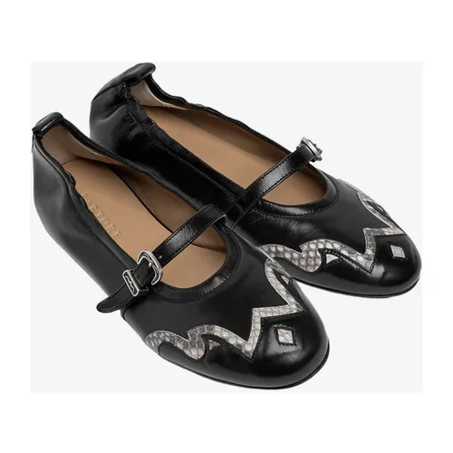 Leather and Python Ballerina Flats - Sartore - Modalova