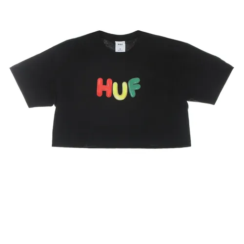 Black Crop Tee Crew-Neck Short-Sleeve - HUF - Modalova