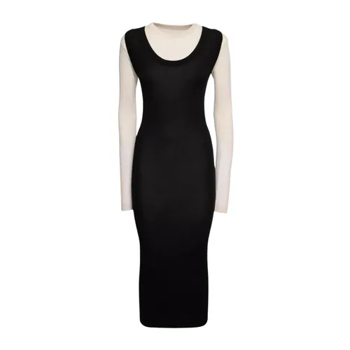 Black & White Wool Midi Dress - Marni - Modalova