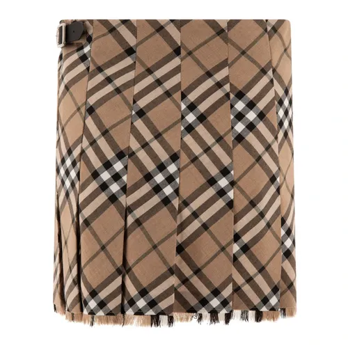 Check Wool-Blend Mini Kilt - Burberry - Modalova
