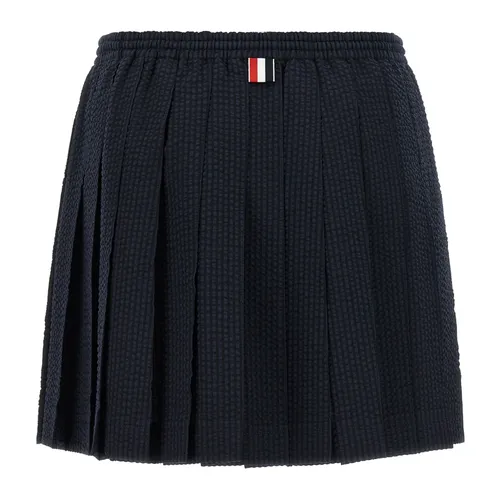 Striped Wool-Seersucker Mini Skirt - Thom Browne - Modalova