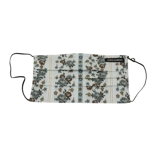 White Floral Cotton Pleated Face Mask - Dolce & Gabbana - Modalova