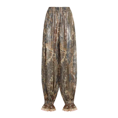 Elegant Silk Blend Brown Trousers - Valentino - Modalova