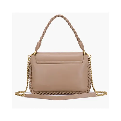 Beige Leather Shoulder Bag with Tassels - La Carrie - Modalova
