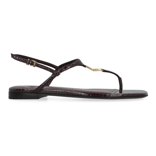 Python Leather Sandals with Ankle Strap - Fendi - Modalova