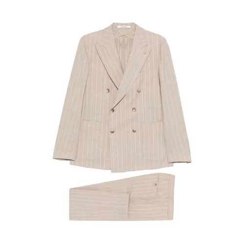 Double-Breasted Wool Suit - Tagliatore - Modalova