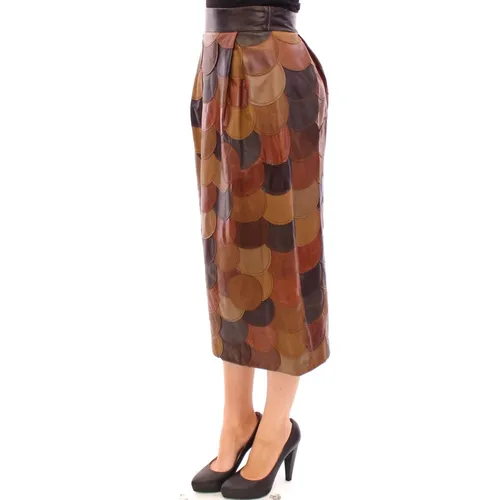 Elegant Leather Patchwork Skirt - Dolce & Gabbana - Modalova