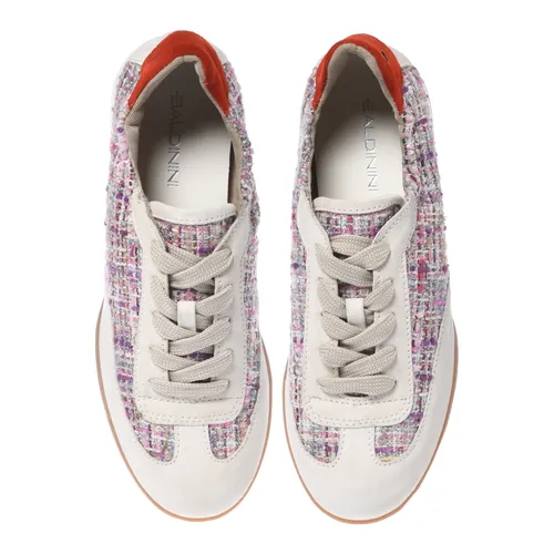 Off white suede and multicolor tweed sneaker - Baldinini - Modalova
