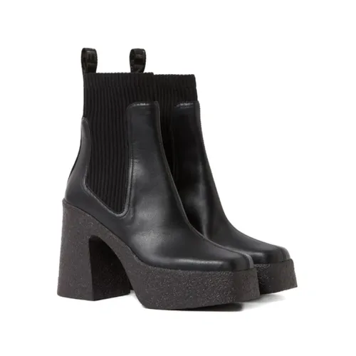 Black High Heel Boots with Side Rubber Inserts - Stella McCartney - Modalova
