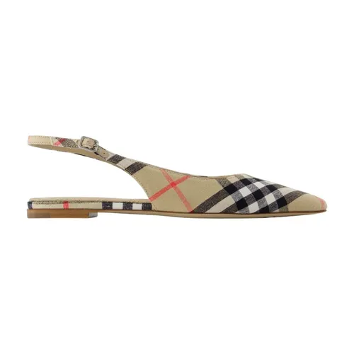 Linen Slingbacks - Beige Sand IP - Burberry - Modalova