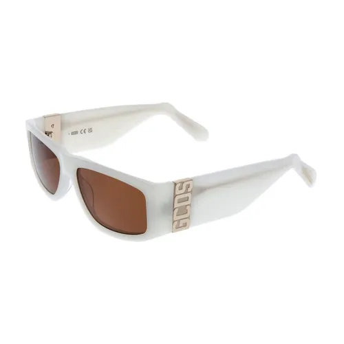 White Rectangle Sunglasses with Brown Lenses - Gcds - Modalova