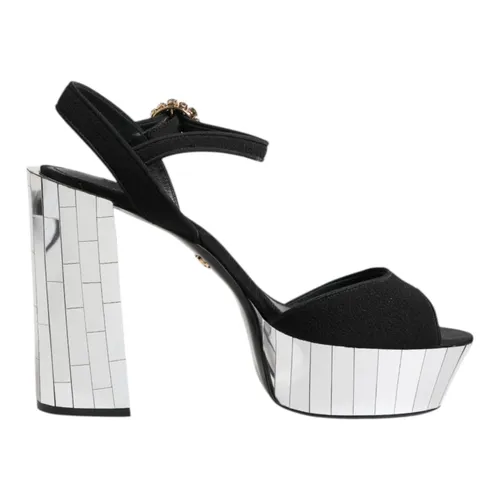 Black Crystal Ankle Strap Sandals - Dolce & Gabbana - Modalova