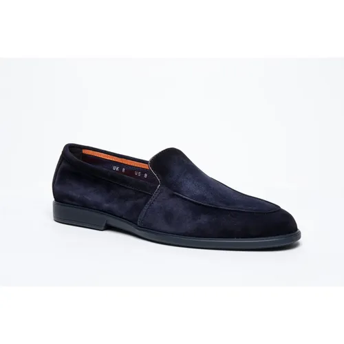 Blue Suede Loafers - Santoni - Modalova