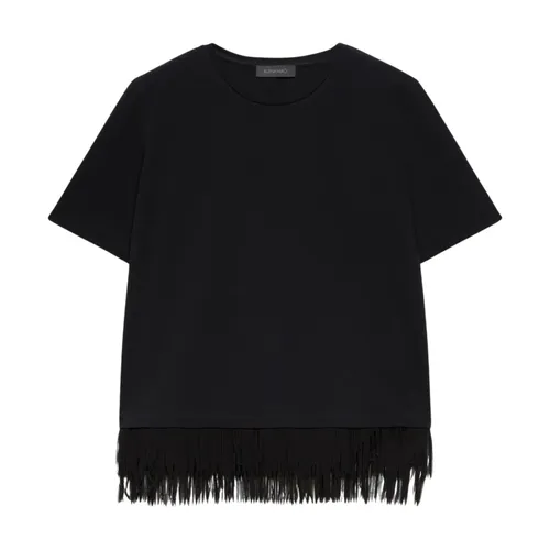 Camiseta con borde de flecos - Elena Mirò - Modalova