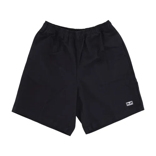 Black Twill Relaxed Short Pants - Obey - Modalova