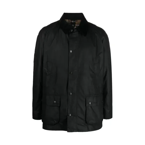 Black Wax Cotton Coat Corduroy Collar - Barbour - Modalova