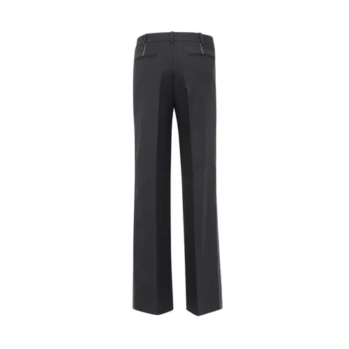 Tailored Wool Trousers with Contrast Stitching - Marine Serre - Modalova