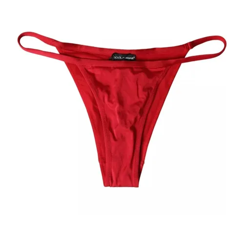 Red Bikini Bottom with Logo Detail - Dolce & Gabbana - Modalova
