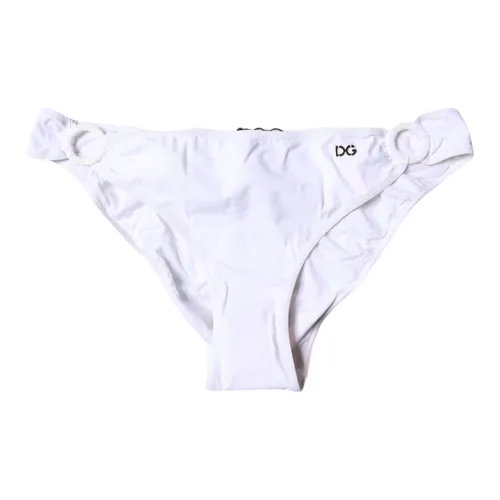 White Nylon Bikini Bottom Swimwear - Dolce & Gabbana - Modalova