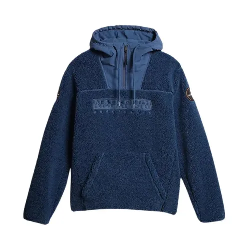 Blue Half Zip Hoodie Teide Fleece - Napapijri - Modalova