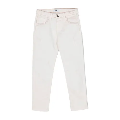Cream White Casual Pants - Msgm - Modalova