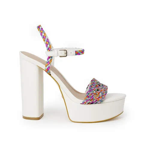 White Patterned Block Heel Sandals - Guess - Modalova