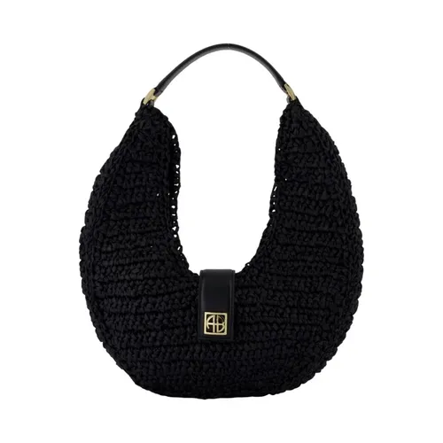 Black Monogram Shoulder Bag - Canvas - Anine Bing - Modalova