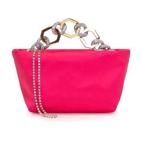 Pink Satin Chain Handle Handbag - Gedebe - Modalova
