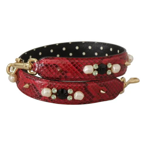 Elegant Red Python Leather Shoulder Strap - Dolce & Gabbana - Modalova