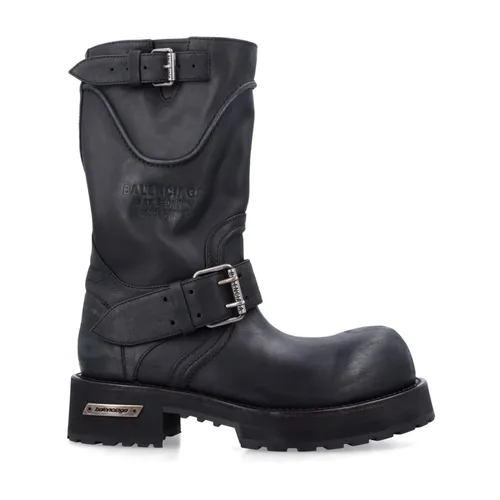 Biker Leather Combat Boot - Balenciaga - Modalova