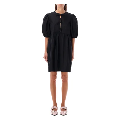 Tie String Poplin Mini Dress - Ganni - Modalova